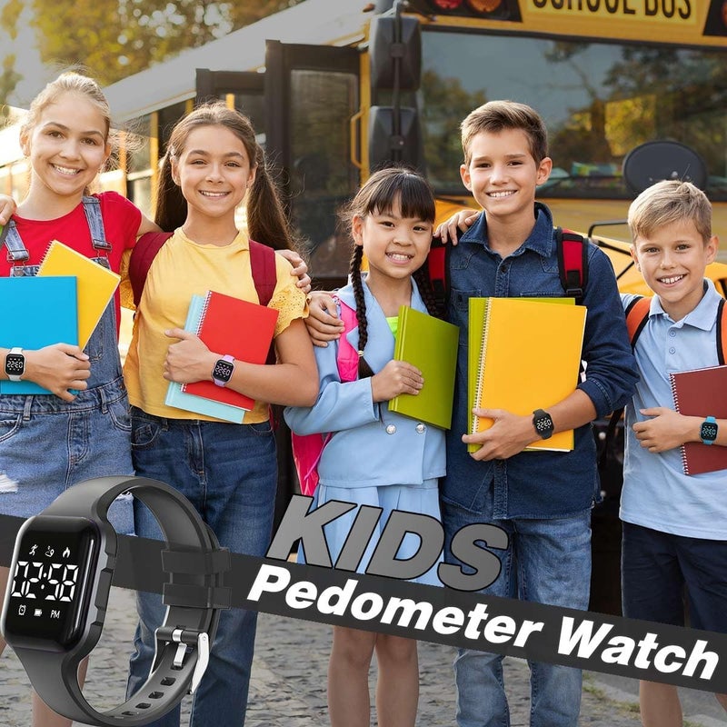 synwoo Kids LED Digital Watch, with Pedometer Step Counter, Waterproof, Sport Wristwatch, Calendar, Alarm Clock for Children Boys Girls Teens - Image 2